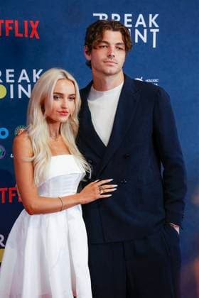 Taylor Fritz Taylor Fritz and girlfriend Morgan Riddle, Netflix Breakpoint Red carpet event, Australian Open 2023, Melbourne Park, Victoria, Australia Australian Open Melbourne Park Melbourne Victoria Australia 12 01 2023 Copyright: xJuergenxHasenkopfx