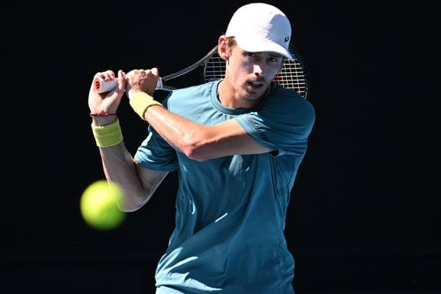 TENNIS AUSTRALIAN OPEN PRACTICE SESSIONS, Alex de Minaur of Australia in action during an Australian Open practice session at Melbourne Park in Melbourne, Friday, January 13, 2023. ( NO ARCHIVING, EDITORIAL USE ONLY, NO USE IN BOOKS WITHOUT CONSENT MELBOURNE VIC AUSTRALIA  Copyright: xJAMESxROSSx 20230113001751738099
