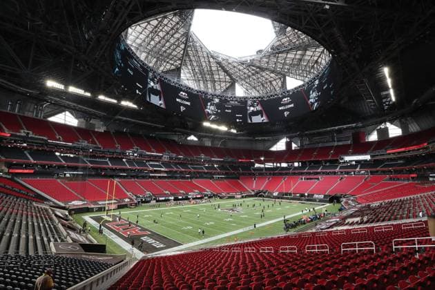 January 12, 2023: Mercedes-Benz Stadium is empty of fans but the Atlanta Falcons open the roof as they prepare to play the Seattle Seahawks on Sunday, Sept. 13, 2020, in Atlanta. - ZUMAm67_ 0198815022st Copyright: xCurtisxComptonx