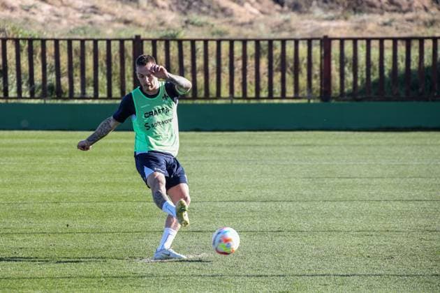 Philip Tietz in action training preparation winter break 2022 23 Darmstadt 98, on 12 01 23 in , El Saler Photo Alfio Marino xamx Copyright: www.alfiomarino.de