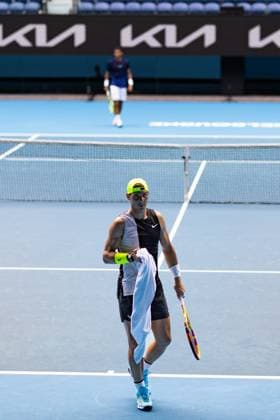 January 13, 2023, Melbourne, Victoria, Australia: MELBOURNE, AUSTRALIA - JANUARY 13: Rafael Nadal of Spain practices ahead of the 2023 Australian Open at Melbourne Park on January 13, 2023 in Melbourne, Australia. Melbourne Australia - ZUMAp121 20230113_zsp_p121_039 Copyright: xChrisxPutnamx