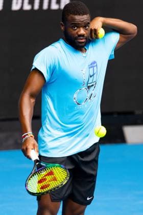 January 13, 2023, Melbourne, Victoria, Australia: MELBOURNE, AUSTRALIA - JANUARY 13: Frances Tiafoe (USA) practices ahead of the 2023 Australian Open at Melbourne Park on January 13, 2023 in Melbourne, Australia. Melbourne Australia - ZUMAp121 20230113_zsp_p121_021 Copyright: xChrisxPutnamx