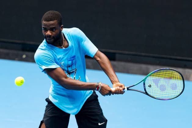 January 13, 2023, Melbourne, Victoria, Australia: MELBOURNE, AUSTRALIA - JANUARY 13: Frances Tiafoe (USA) practices ahead of the 2023 Australian Open at Melbourne Park on January 13, 2023 in Melbourne, Australia. Melbourne Australia - ZUMAp121 20230113_zsp_p121_025 Copyright: xChrisxPutnamx