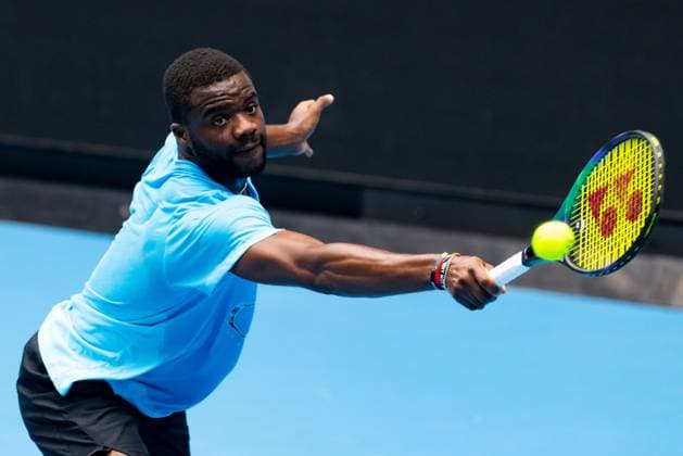 January 13, 2023, Melbourne, Victoria, Australia: MELBOURNE, AUSTRALIA - JANUARY 13: Frances Tiafoe (USA) practices ahead of the 2023 Australian Open at Melbourne Park on January 13, 2023 in Melbourne, Australia. Melbourne Australia - ZUMAp121 20230113_zsp_p121_029 Copyright: xChrisxPutnamx