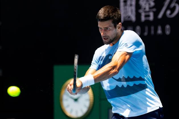 January 13, 2023, Melbourne, Victoria, Australia: MELBOURNE, AUSTRALIA - JANUARY 13: Novak Djokovic of Serbia practices ahead of the 2023 Australian Open at Melbourne Park on January 13, 2023 in Melbourne, Australia. Melbourne Australia - ZUMAp121 20230113_zsp_p121_037 Copyright: xChrisxPutnamx