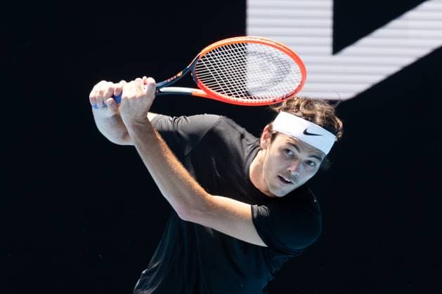 January 13, 2023, Melbourne, Victoria, Australia: MELBOURNE, AUSTRALIA - JANUARY 13: Taylor Fritz of USA practices ahead of the 2023 Australian Open at Melbourne Park on January 13, 2023 in Melbourne, Australia. Melbourne Australia - ZUMAp121 20230113_zsp_p121_062 Copyright: xChrisxPutnamx