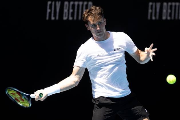 January 13, 2023, Melbourne, Victoria, Australia: MELBOURNE, AUSTRALIA - JANUARY 13: Casper Ruud of Norway practices ahead of the 2023 Australian Open at Melbourne Park on January 13, 2023 in Melbourne, Australia. Melbourne Australia - ZUMAp121 20230113_zsp_p121_063 Copyright: xChrisxPutnamx