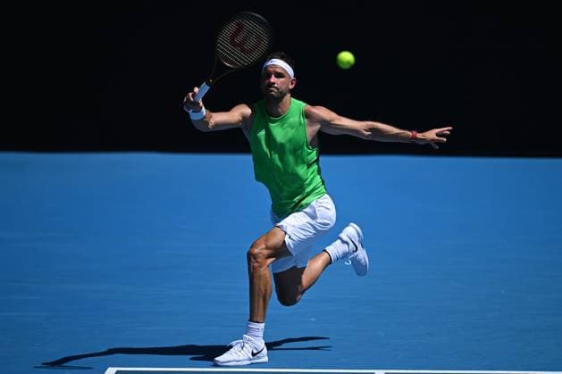 TENNIS AUSTRALIAN OPEN PRACTICE SESSIONS, Grigor Dimitrov of Bulgaria in action during an Australian Open practice session at Melbourne Park in Melbourne, Saturday, January 14, 2023. ( NO ARCHIVING, EDITORIAL USE ONLY, NO USE IN BOOKS WITHOUT CONSENT MELBOURNE VIC AUSTRALIA  Copyright: xJAMESxROSSx 20230114001752092500
