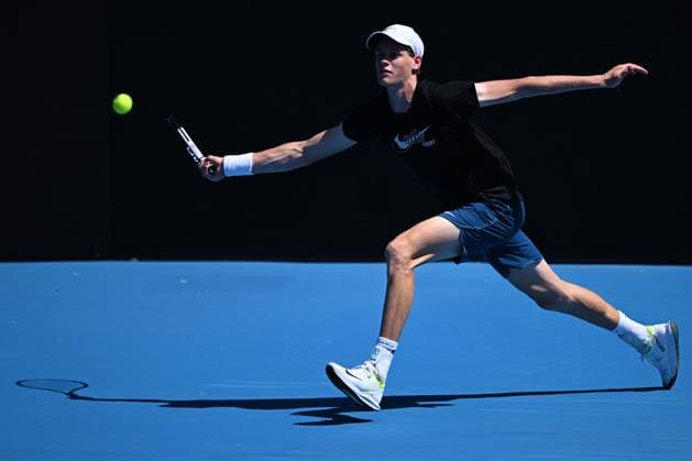 TENNIS AUSTRALIAN OPEN PRACTICE SESSIONS, Jannik Sinner of Italy in action during an Australian Open practice session at Melbourne Park in Melbourne, Saturday, January 14, 2023. ( NO ARCHIVING, EDITORIAL USE ONLY, NO USE IN BOOKS WITHOUT CONSENT MELBOURNE VIC AUSTRALIA  Copyright: xJAMESxROSSx 20230114001752111866