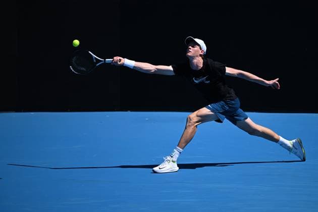 TENNIS AUSTRALIAN OPEN PRACTICE SESSIONS, Jannik Sinner of Italy in action during an Australian Open practice session at Melbourne Park in Melbourne, Saturday, January 14, 2023. ( NO ARCHIVING, EDITORIAL USE ONLY, NO USE IN BOOKS WITHOUT CONSENT MELBOURNE VIC AUSTRALIA  Copyright: xJAMESxROSSx 20230114001752111907