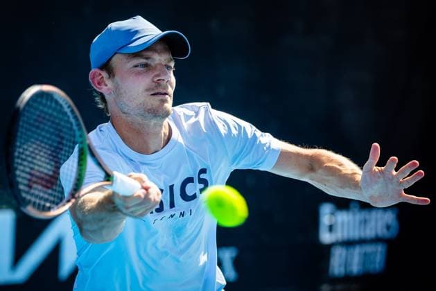 Belgian David Goffin pictured during a training session ahead of the Australian Open tennis Grand Slam, Saturday 14 January 2023 in Melbourne Park, Melbourne, Australia. PATRICKxHAMILTON  x58146763x
