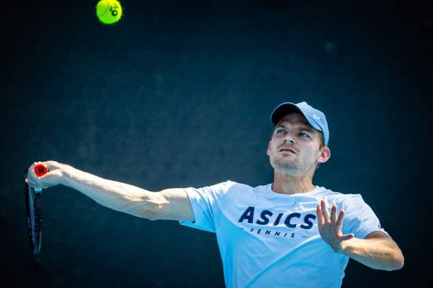 Belgian David Goffin pictured during a training session ahead of the Australian Open tennis Grand Slam, Saturday 14 January 2023 in Melbourne Park, Melbourne, Australia. PATRICKxHAMILTON  x58146785x