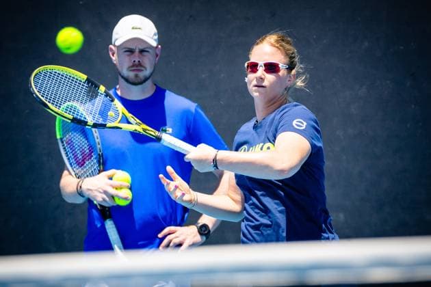 Belgian Ysaline Bonaventure pictured during a training session ahead of the Australian Open tennis Grand Slam, Saturday 14 January 2023 in Melbourne Park, Melbourne, Australia. PATRICKxHAMILTON  x58146812x