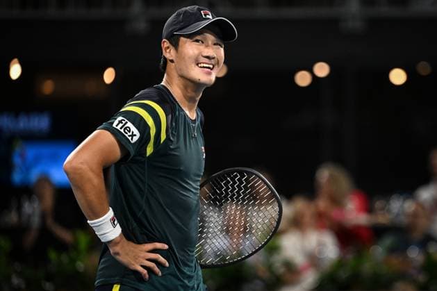 TENNIS ADELAIDE INTERNATIONAL, Soonwoo Kwon of South Korea reacts on winning the Men?s Singles Title during the 2023 Adelaide International Tennis Tournament at the Memorial Drive Tennis Centre in Adelaide, Saturday, January 14, 2023. ( NO ARCHIVING, EDITORIAL USE ONLY, NO USE IN BOOKS WITHOUT CONSENT ADELAIDE SOUTH AUSTRALIA AUSTRALIA  Copyright: xMICHAELxERREYx 20230114001752147302