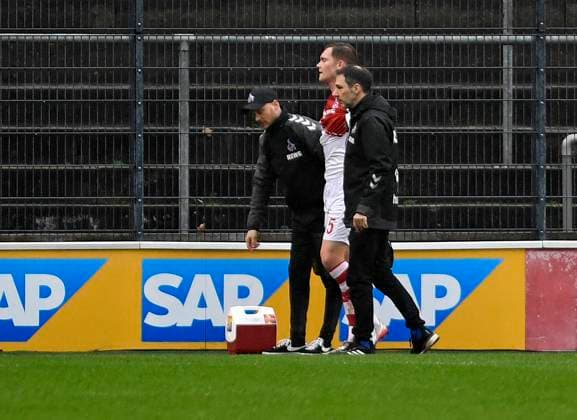 14 01 2023, Koeln, Germany, Franz Kremer Stadium, 1 FC Koeln vs Lommel SK test match, Luca Kilian 1 FC Koeln injured Photo Ralf Treese Koeln Franz Kremer Stadium North Rhine Westphalia Germany  521_KOELOM20230114_011 Treese-521