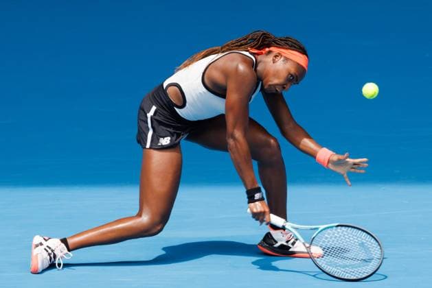 January 16, 2023: 7th seed Coco GAUFF of the USA in action against Katerina SINIAKOVA of the Czech Republic in the Women s Singles match on day 1 of the 2023 Australian Open on Rod Laver Arena, in Melbourne, Australia. Cal Media. USA - ZUMAc04_ 20230116_zaf_c04_009 Copyright: xSydneyxLowx