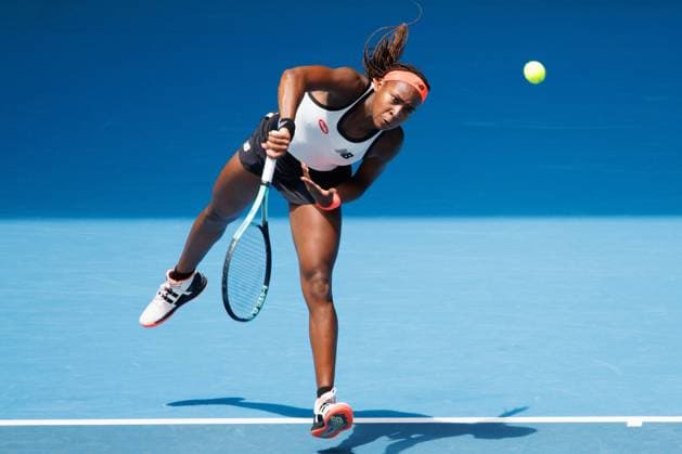 January 16, 2023: 7th seed Coco GAUFF of the USA in action against Katerina SINIAKOVA of the Czech Republic in the Women s Singles match on day 1 of the 2023 Australian Open on Rod Laver Arena, in Melbourne, Australia. Cal Media. USA - ZUMAc04_ 20230116_zaf_c04_015 Copyright: xSydneyxLowx