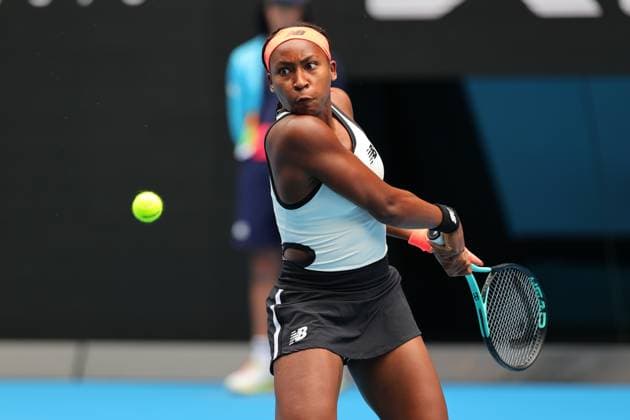 Coco Gauff of USA plays a shot during 1st round match between Coco Gauff of USA and Katerina Siniakova of Czech Republic Day 1 at the Australian Open Tennis 2023 at the Rod Laver Arena, Melbourne, Australia on 16 January 2023. Copyright: xPeterxDovganx 34780001