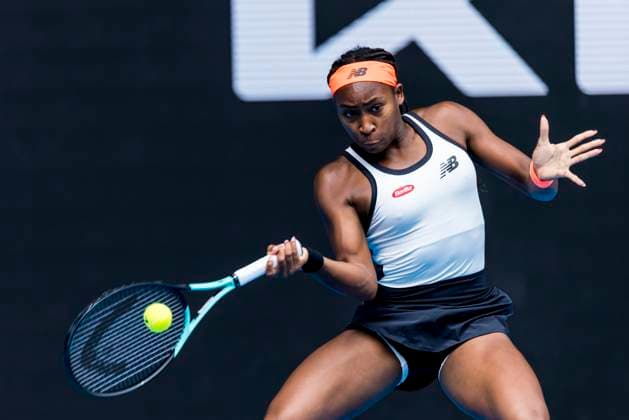 Coco Gauff of the United States of America in action during Round 1 of the 2023 Australian Open on January 16 2023, at Melbourne Park in Melbourne, Australia. (Photo by Jason Heidrich Icon Sportswire) TENNIS: JAN 16 Australian Open Icon220116019