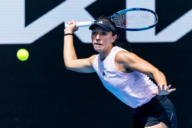MELBOURNE, VIC - JANUARY 16: Jessica Pegula of the United States of America in action during Round 1 of the 2023 Australian Open on January 16 2023, at Melbourne Park in Melbourne, Australia. (Photo by Jason Heidrich Icon Sportswire) TENNIS: JAN 16 Australian Open Icon220116050