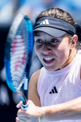MELBOURNE, VIC - JANUARY 16: Jessica Pegula of the United States of America in action during Round 1 of the 2023 Australian Open on January 16 2023, at Melbourne Park in Melbourne, Australia. (Photo by Jason Heidrich Icon Sportswire) TENNIS: JAN 16 Australian Open Icon220116055