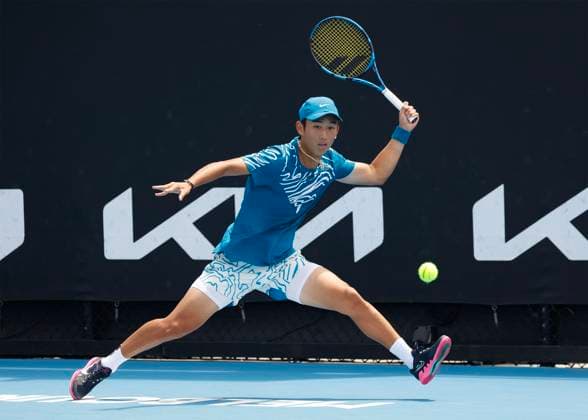 Juncheng Shang CHN , Australian Open 2023, Melbourne Park, Melbourne, Victoria, Australia Copyright: xJuergenxHasenkopfx