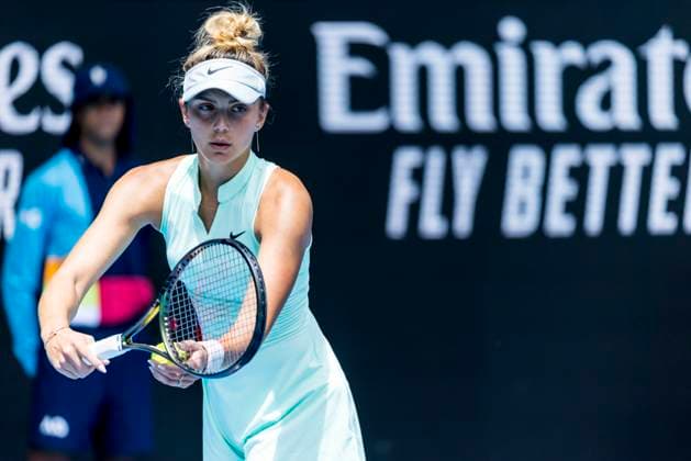 MELBOURNE, VIC - JANUARY 16: Jaqueline Cristian of Romania in action during Round 1 of the 2023 Australian Open on January 16 2023, at Melbourne Park in Melbourne, Australia. (Photo by Jason Heidrich Icon Sportswire) TENNIS: JAN 16 Australian Open Icon220116065