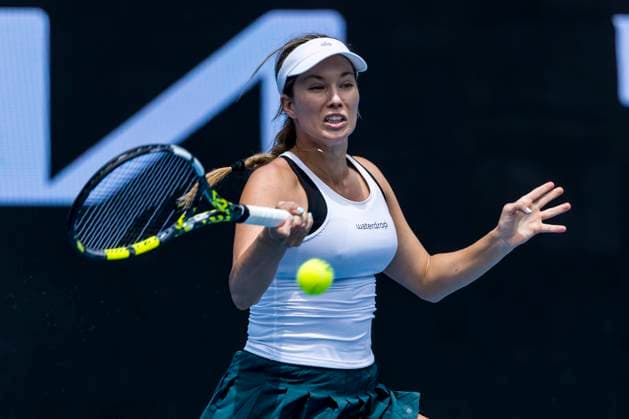 MELBOURNE, VIC - JANUARY 16: Danielle Collins of the United States of America in action during Round 1 of the 2023 Australian Open on January 16 2023, at Melbourne Park in Melbourne, Australia. (Photo by Jason Heidrich Icon Sportswire) TENNIS: JAN 16 Australian Open Icon220116074