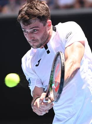 TENNIS AUSTRALIAN OPEN, Pedro Martinez of Spain returns during his Men?s Singles 1st round match against Hubert Hurkacz of Poland on Day 1 of the 2023 Australian Open tennis tournament at Melbourne Park in Melbourne, Monday, January 16, 2023. ( NO ARCHIVING, EDITORIAL USE ONLY, NO USE IN BOOKS WITHOUT CONSENT MELBOURNE VICTORIA AUSTRALIA  Copyright: xJAMESxROSSx 20230116001752948894