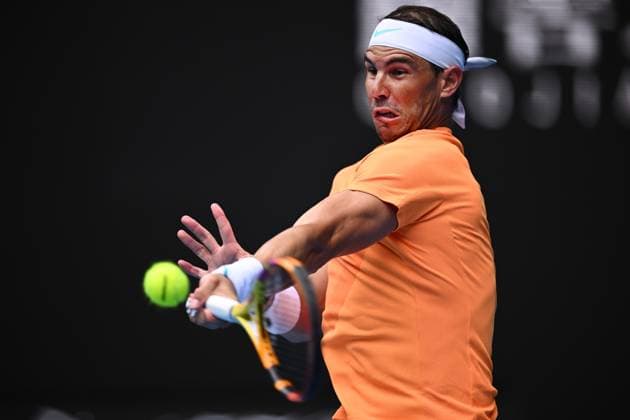 TENNIS AUSTRALIAN OPEN, Rafael Nadal of Spain in action during his Men?s Singles 1st Round match against Jack Draper of Britain during the 2023 Australian Open tennis tournament at Melbourne Park in Melbourne, Monday, January 16, 2023. ( NO ARCHIVING, EDITORIAL USE ONLY, NO USE IN BOOKS WITHOUT CONSENT MELBOURNE VICTORIA AUSTRALIA  Copyright: xJOELxCARRETTx 20230116001752979359