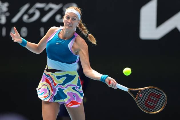 Petra Kvitova of Czech Republic plays a shot during round 1 match between Petra Kvitova of Czech Republic and Alison Van Uytvanck of Belgium Day 1 at the Australian Open Tennis 2023 at KIA Arena, Melbourne, Australia on 16 January 2023. Copyright: xPeterxDovganx 34780096