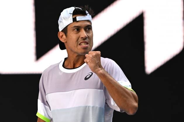 TENNIS AUSTRALIAN OPEN, Jason Kubler of Australia celebrates a point during his Men?s Singles Round 1 against Sebastian Baez of Argentina on Day 1 of the 2023 Australian Open tennis tournament at Melbourne Park in Melbourne, Monday, January 16, 2023. ( NO ARCHIVING, EDITORIAL USE ONLY, NO USE IN BOOKS WITHOUT CONSENT MELBOURNE VICTORIA AUSTRALIA  Copyright: xLUKASxCOCHx 20230116001753010896