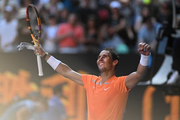 TENNIS AUSTRALIAN OPEN, Rafael Nadal of Spain celebrates after winning his Men?s Singles 1st round match against Jack Draper of Great Britain on Day 1 of the 2023 Australian Open tennis tournament at Melbourne Park in Melbourne, Monday, January 16, 2023. ( NO ARCHIVING, EDITORIAL USE ONLY, NO USE IN BOOKS WITHOUT CONSENT MELBOURNE VICTORIA AUSTRALIA  Copyright: xLUKASxCOCHx 20230116001753012496