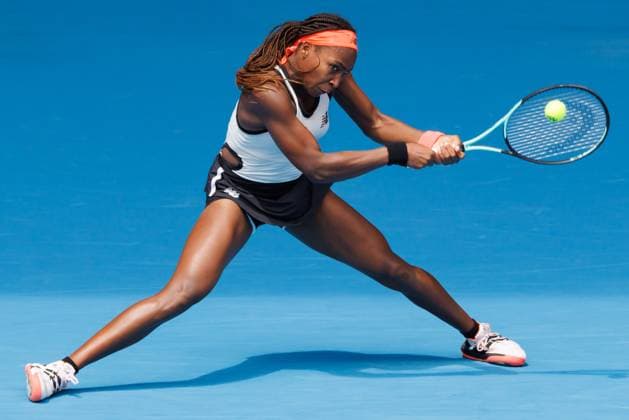 January 16, 2023, Melbourne, Australia: 7th seed COCO GAUFF of the USA in action against Katerina Siniakova of the Czech Republic in the Women s Singles match on day 1 of the 2023 Australian Open on Rod Laver Arena, in Melbourne. Gauff defeated Siniakova in the Women s Singles match. USA - ZUMAc04_ 20230116_zaf_c04_011 Copyright: xSydneyxLowx