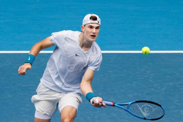 January 16, 2023: Jack DRAPER of Great Britain in action against 1st seed Rafael NADAL of Spain in the Men s Singles match match on day 1 of the 2023 Australian Open on Rod Laver Arena, in Melbourne, Australia. Cal Media. USA - ZUMAc04_ 20230116_zaf_c04_044 Copyright: xSydneyxLowx