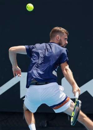 Oscar Otte GER , curios,Australian Open 2023, Melbourne Park, Melbourne, Victoria, Australia Copyright: xJuergenxHasenkopfx