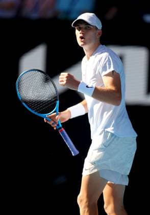 Mandatory Credit: Photo by Ella Ling Shutterstock (13714308bf) Jack Draper of GBR frustrated Australian Open, Day One, Tennis, Melbourne Park, Melbourne, Australia - 16 Jan 2023 Australian Open, Day One, Tennis, Melbourne Park, Melbourne, Australia - 16 Jan 2023 Copyright: xEllaxLing Shutterstockx 13714308bf