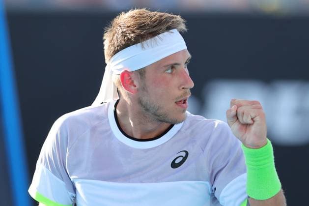 Alex Molten of Slovakia reacts during round 1 match between Alex Molten of Slovakia and Stan Wawrinka of Switzerland Day 1 at the Australian Open Tennis 2023 at 1573 Arena, Melbourne, Australia on 16 January 2023. Copyright: xPeterxDovganx 34780166