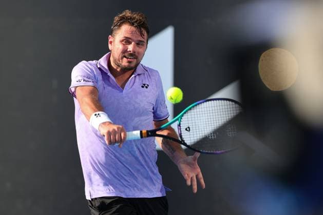 Stan Wawrinka of Switzerland plays a shot during round 1 match between Alex Molten of Slovakia and Stan Wawrinka of Switzerland Day 1 at the Australian Open Tennis 2023 at 1573 Arena, Melbourne, Australia on 16 January 2023. Copyright: xPeterxDovganx 34780169