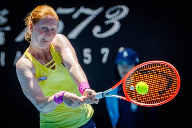 Alison Van Uytvanck WTA, Tennis Damen 70) pictured in action during a women s singles first round game between Belgian Van Uytvanck (WTA 70) and Czech Kvitova (WTA 16) at the Australian Open tennis Grand Slam, Monday 16 January 2023 in Melbourne Park, Melbourne, Australia. PATRICKxHAMILTON  x58224276x