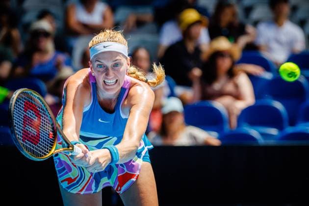 Petra Kvitova WTA, Tennis Damen 16) pictured in action during a women s singles first round game between Belgian Van Uytvanck (WTA 70) and Czech Kvitova (WTA 16) at the Australian Open tennis Grand Slam, Monday 16 January 2023 in Melbourne Park, Melbourne, Australia. PATRICKxHAMILTON  x58224327x