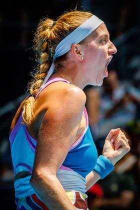 Petra Kvitova WTA, Tennis Damen 16) pictured during a women s singles first round game between Belgian Van Uytvanck (WTA 70) and Czech Kvitova (WTA 16) at the Australian Open tennis Grand Slam, Monday 16 January 2023 in Melbourne Park, Melbourne, Australia. PATRICKxHAMILTON  x58224372x