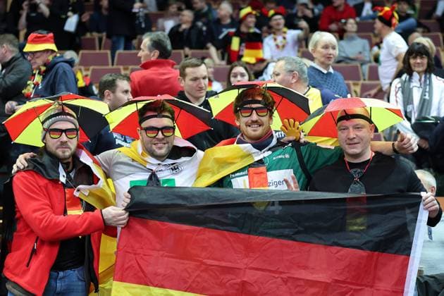 Germany Serbia, IHF World Championship, IHF 2023 World Men s Championship German fans in Katowice Handball World Championship 2023, international match between Germany and Serbia on 15 01 2023 in Katowice , Katowice Spodek