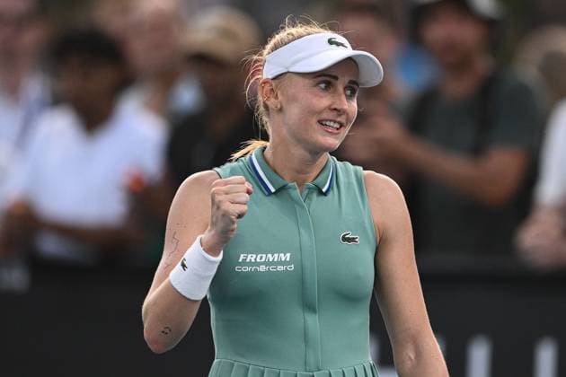 Mandatory Credit: Photo by James Gourley Shutterstock (13714310ea) Jil Teichmann celebrates winning her first round match Australian Open, Day One, Tennis, Melbourne Park, Melbourne, Australia - 16 Jan 2023 Australian Open, Day One, Tennis, Melbourne Park, Melbourne, Australia - 16 Jan 2023 Copyright: xJamesxGourley Shutterstockx 13714310ea
