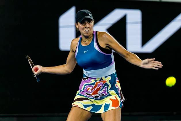 MELBOURNE, VIC - JANUARY 16: Madison Keys of the United States of America in action during Round 1 of the 2023 Australian Open on January 16 2023, at Melbourne Park in Melbourne, Australia. (Photo by Jason Heidrich Icon Sportswire) TENNIS: JAN 16 Australian Open Icon220116252