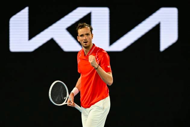 TENNIS AUSTRALIAN OPEN, Daniil Medvedev of Russia reacts during his Men?s Singles 1st Round match against Marcos Giron of the U.S. on Day 1 of the 2023 Australian Open tennis tournament at Melbourne Park in Melbourne, Monday, January 16, 2023. ( NO ARCHIVING, EDITORIAL USE ONLY, NO USE IN BOOKS WITHOUT CONSENT MELBOURNE VICTORIA AUSTRALIA  Copyright: xLUKASxCOCHx 20230116001753098525