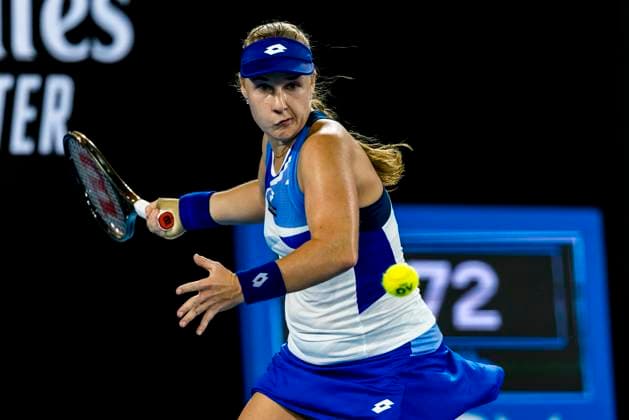 MELBOURNE, VIC - JANUARY 16: Anna Blinkova of Russia in action during Round 1 of the 2023 Australian Open on January 16 2023, at Melbourne Park in Melbourne, Australia. (Photo by Jason Heidrich Icon Sportswire) TENNIS: JAN 16 Australian Open Icon220116264