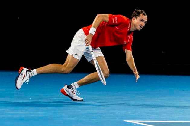 MELBOURNE, VIC - JANUARY 16: Daniil Medvedev of Russia during Round 1 of the 2023 Australian Open on January 16 2023, at Melbourne Park in Melbourne, Australia. (Photo by Jason Heidrich Icon Sportswire) TENNIS: JAN 16 Australian Open Icon220116281