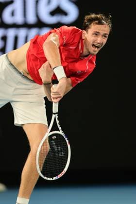 Daniil Medvedev serves during round 1 match between Daniil Medvedev and Marcos Giron of USA Day 1 at the Australian Open Tennis 2023 at Rod Laver Arena, Melbourne, Australia on 16 January 2023. Copyright: xPeterxDovganx 34780273