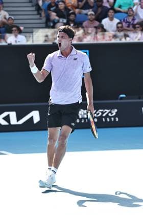 Danel Altmaier, GER, during first round of 2023 Australian Open in Melbourne, 16 01 2023